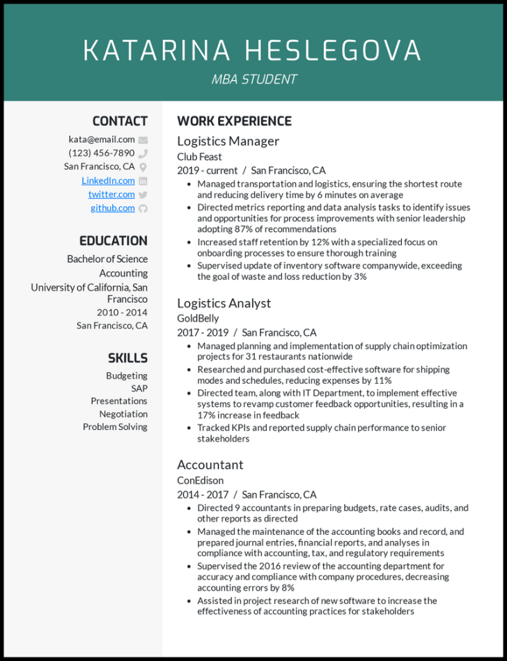 MBA Resume Examples Built for