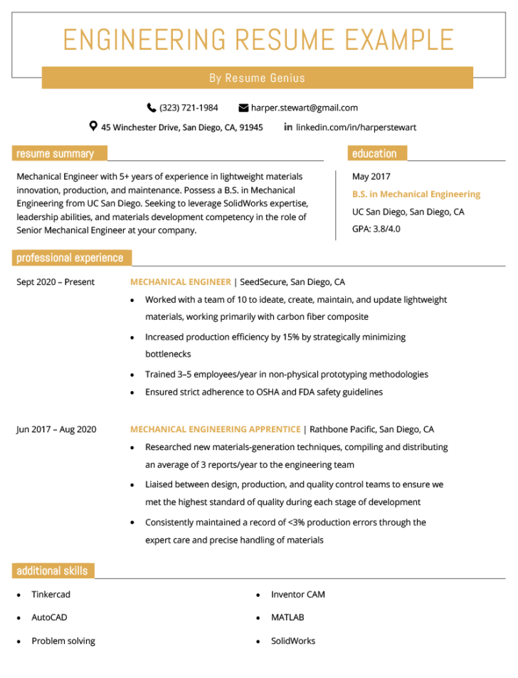 Engineering Resume Examples & Writing Guide