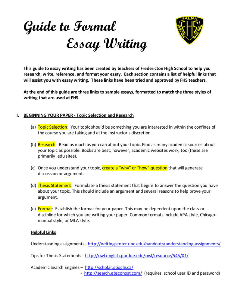 Formal Essays - + Examples, Format, Sample  Examples
