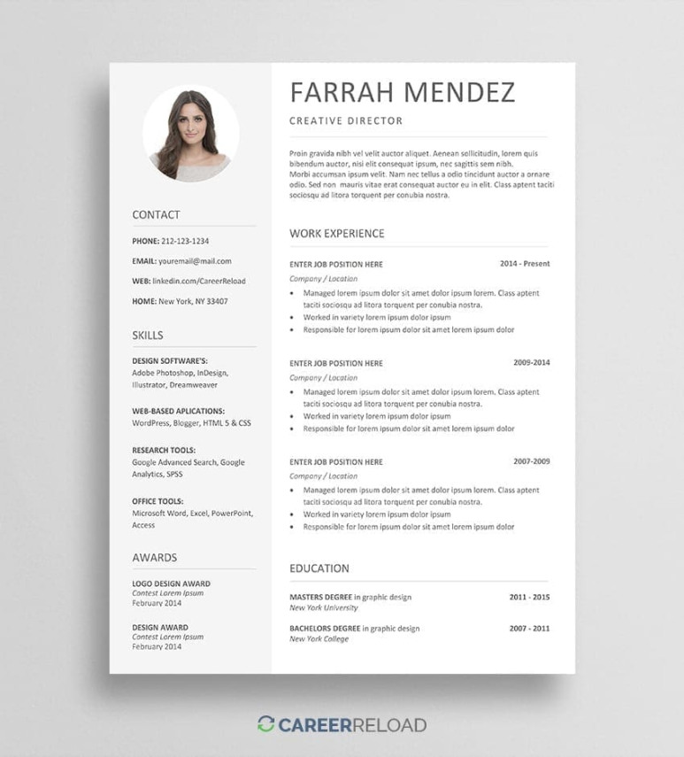 free resume template download for word resume with photo